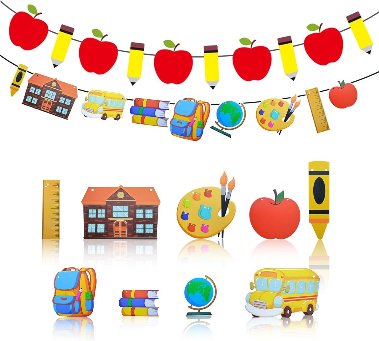 Back to School Decorative Banner Set (Red, Yellow, Blue, Green)